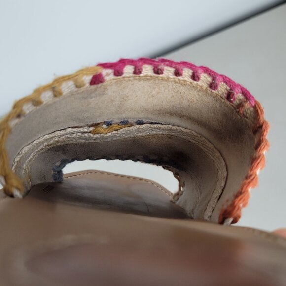 Chloe Woody Sandals Slides Flats Logo Multicolor Stitch Size 38 US size 8 - Picture 10 of 14